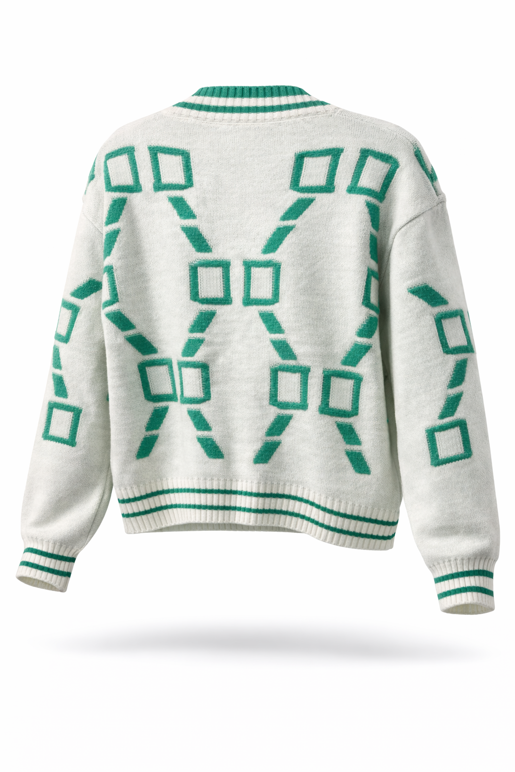 Vesterbrogade Knit Cardigan – Cremehvid/Grøn