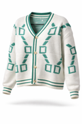 Vesterbrogade Knit Cardigan – Cremehvid/Grøn