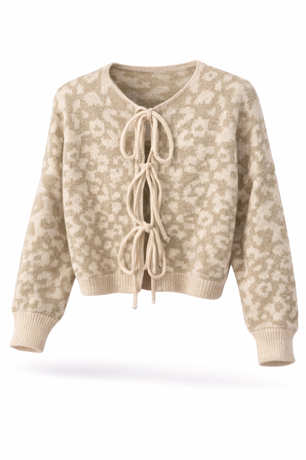 Krystalgade Tie Cardigan – Beige/Leo
