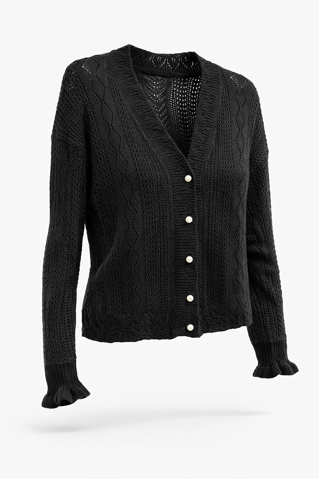 Løvstræde Lace Cardigan – Sort