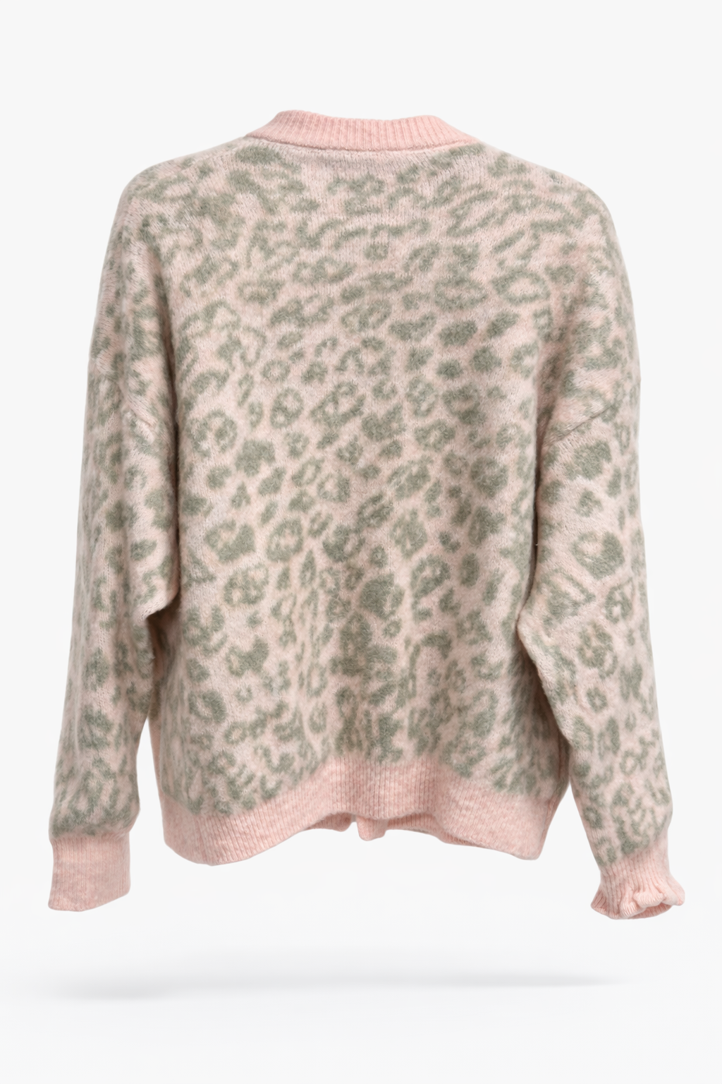 Badstuestræde Classic Cardigan – Pink/Green Leo