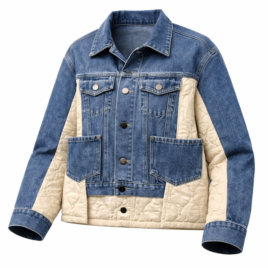 Vesterbro Layered Denim Jacket – Quilted Sand