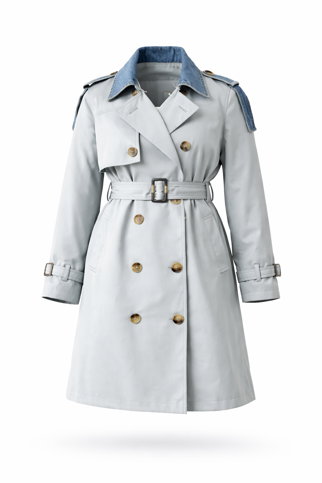 Østerbro Hybrid Trench – Light Grey/Denim